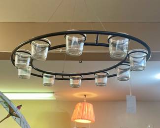 Iron metal and glass candleholder 