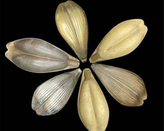 Vintage Hollywood regency brass petal ashtray incense trinket dishes