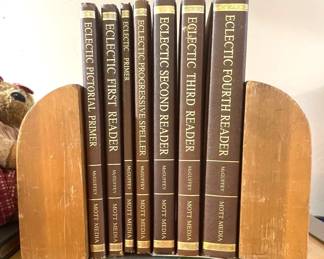 Master the English Language McGuffey's Eclectic Readers Set  & wood bookends