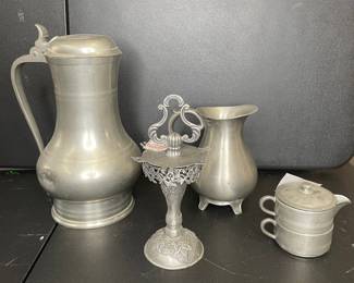 Collection on vintage pewter including Stieff