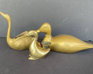 Vintage Brass Duck & Swan