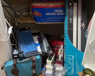 Logan mat cutter and assortment of craft tools