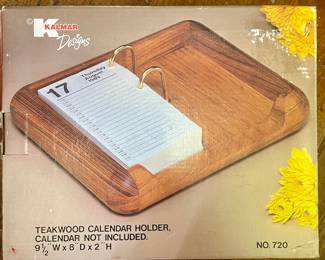 Vintage Kalmar Designs teakwood calendar holder 
