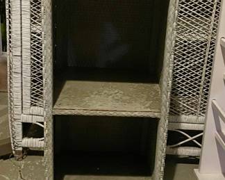 Vtg wicker bathroom shelf