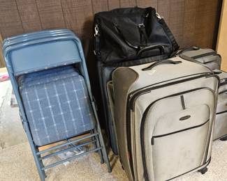Suitcases, folding chairs