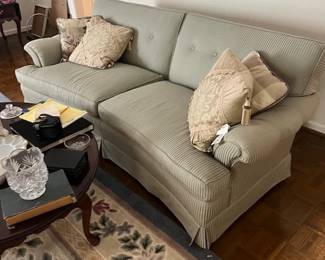Slightly Curved Couch - Exceptional Condition - Heavy - Asking $500 - Will negotiate. Color is a light green/striped. 