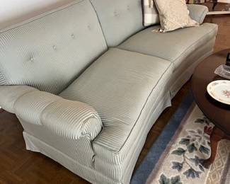 Slightly Curved Couch - Exceptional Condition - Heavy - Asking $500 - Will negotiate. Color is a light green/striped. 