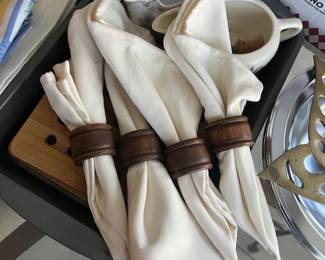 $20 for the set. Napkins & Wood Napkin Rings 