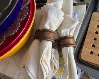 $20 for the set. Napkins & Wood Napkin Rings 