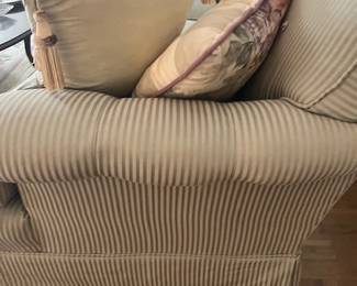 Slightly Curved Couch - Exceptional Condition - Heavy - Asking $500 - Will negotiate. Color is a light green/striped. 