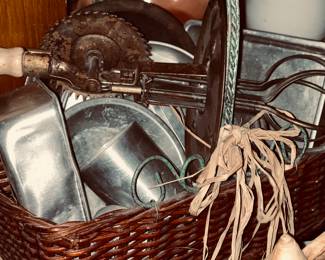 Great basket of old Kitchen Tools