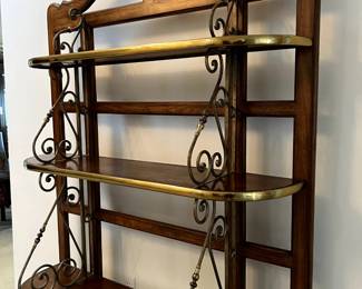 Brass & wooden bakers rack