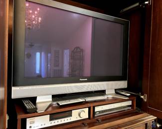 Panasonic TV, Onkyo receiver, Sony DVD/VCR combo