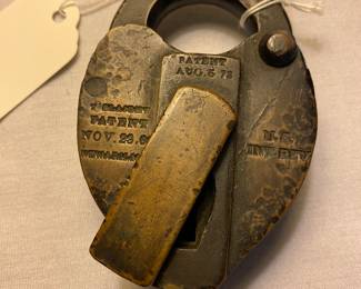 Antique brass padlock.