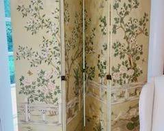 Gorgeous Asian floral screen in the softest shades