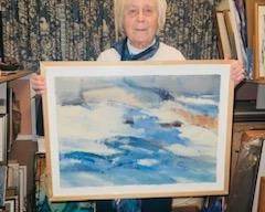 Richmond Artist Marsden Williams in her studio with one of her works which will be for sale.