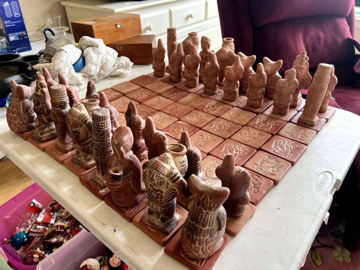Aztec Handmade Terra Cotta Chess Set