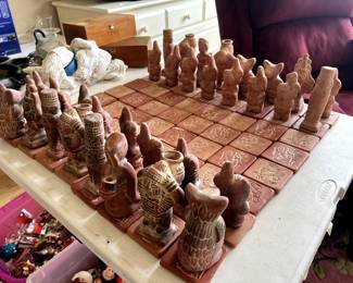 Aztec Handmade Terra Cotta Chess Set