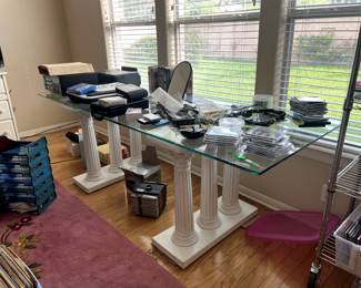 Glass Top Table & Contents