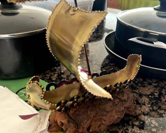 Vintage Metal Sailboat Sculpture