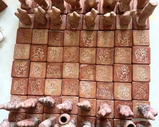 Handmade Aztec Terra Cotta Chess Set