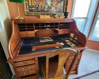 Victorian Eastlake Cherry roll top desk