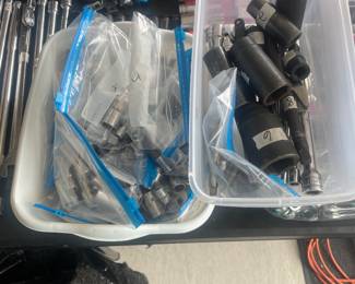 An entire table of sockets and wrenches