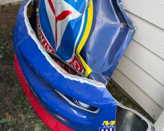 Wrecked racing parts for man cave decor 