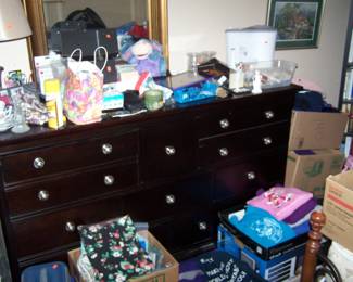 DARK-FINISH DRESSER & MISC.
