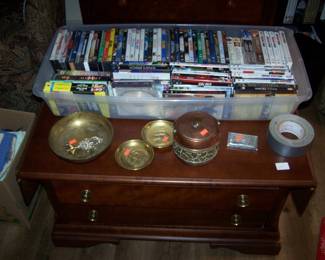 DROP-LEAF COFFEE TABLE, DVDS & MISC.
