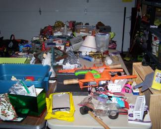 TABLES OF MISC. IN THE GARAGE
