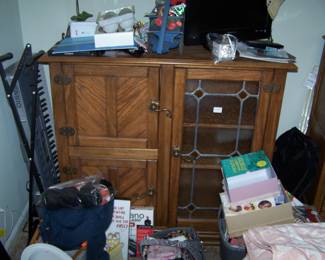 OAK GLASS-DOOR CABINET