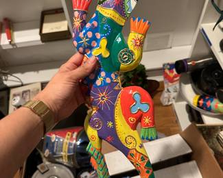 Hand-painted wooden lizard from Honduras