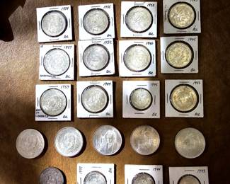 1930's - 1950's MEXICO SILVER PESO COINS, ETC.