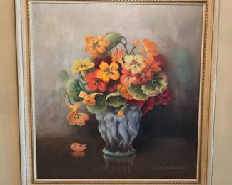 MID CENTURY CLARA CAMPBELL "NUDES & FLOWERS" ORIGINAL OIL PAINTING