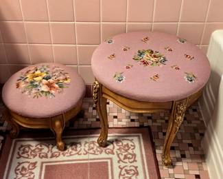 VINTAGE NEEDLEPOINT SLIPPER STOOLS
