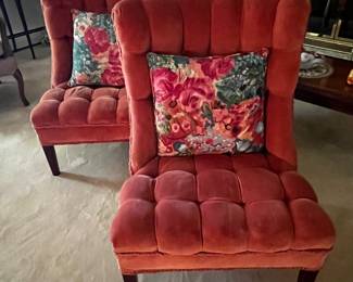 Such a fun pair of chairs in a burnt orange