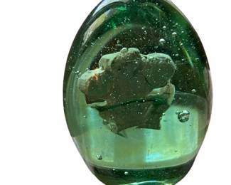 Green glass paperweight