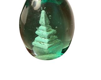 Green glass paperweight