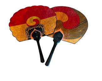 Pair of Antique Korean Fans, Gorgeous