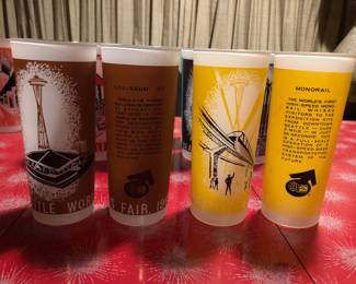 Showing Front and Back of Seattle Worlds Fair Glasses