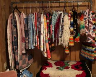 Quilts, Afghans, Needle Point Area Rug.