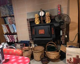 Throw Pillows, Baskets, Old Fashion Ice Cream Maker with the Rock Salt. Candles, Fan and more.