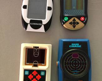 Vintage Electronic Handheld Games (3-1 Illuminated Dominos, iToys Deal or No Deal, Mattel Electronic Basketball, Mattel Electronic Sub Chase).