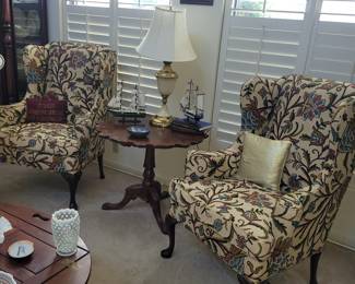 Hickory Chair Co Wing Backs and Pie Crust Table