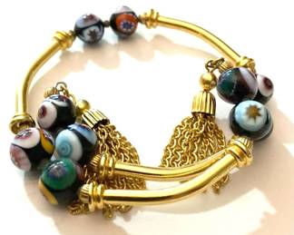 Extremely Attractive Gold Tone Bracelet with Colorful Balls
