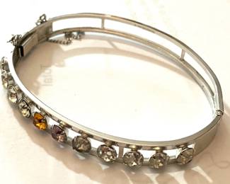 Silver Tone Bracelet with Multi Colored Stone