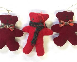 THREE Hand Made Primitive Bears, 3-4" Each
