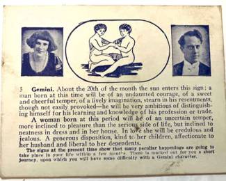 Vintage Gemini Astrological signed Card
