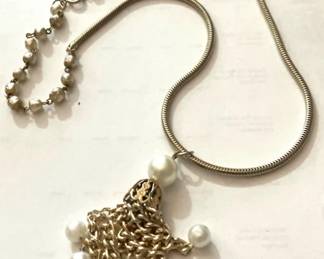 Chain & Faux Pearl Cluster